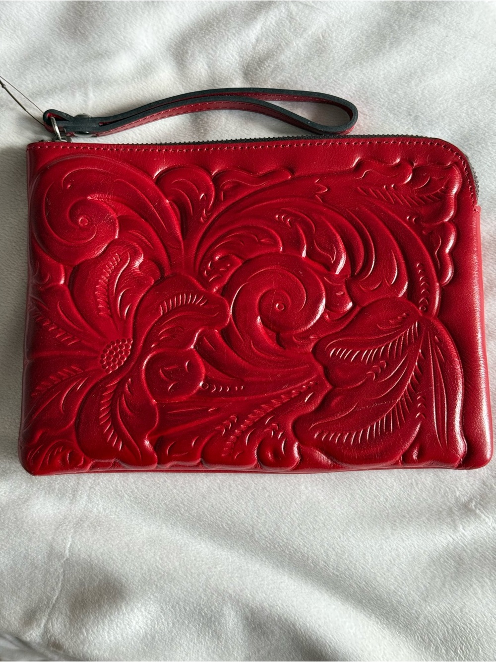 Patricia Nash Red Embossed Leather Wristlet Clutch NWT